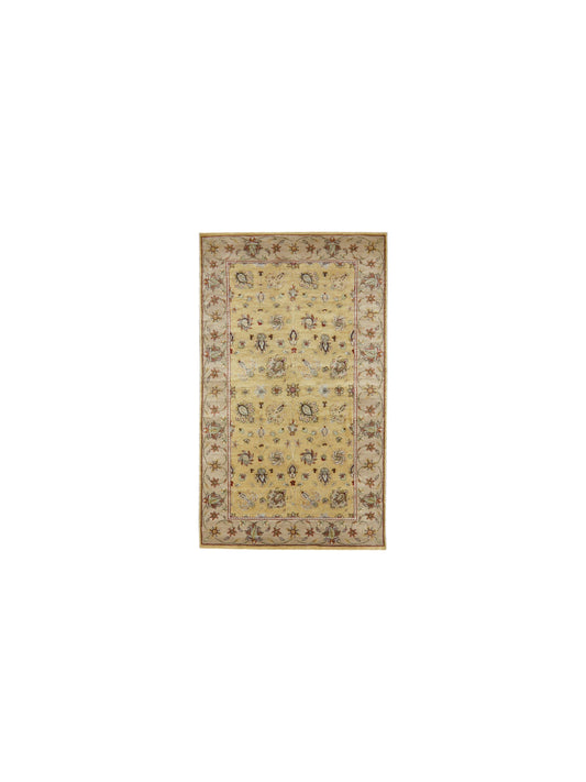 Get trendy with Yellow Ivory Pure Silk Traditional Luxurious Handknotted Area Rug 3.0x5.2ft 92x156Cms - Traditional Rugs available at Jaipur Oriental Rugs. Grab yours for $1255.00 today!