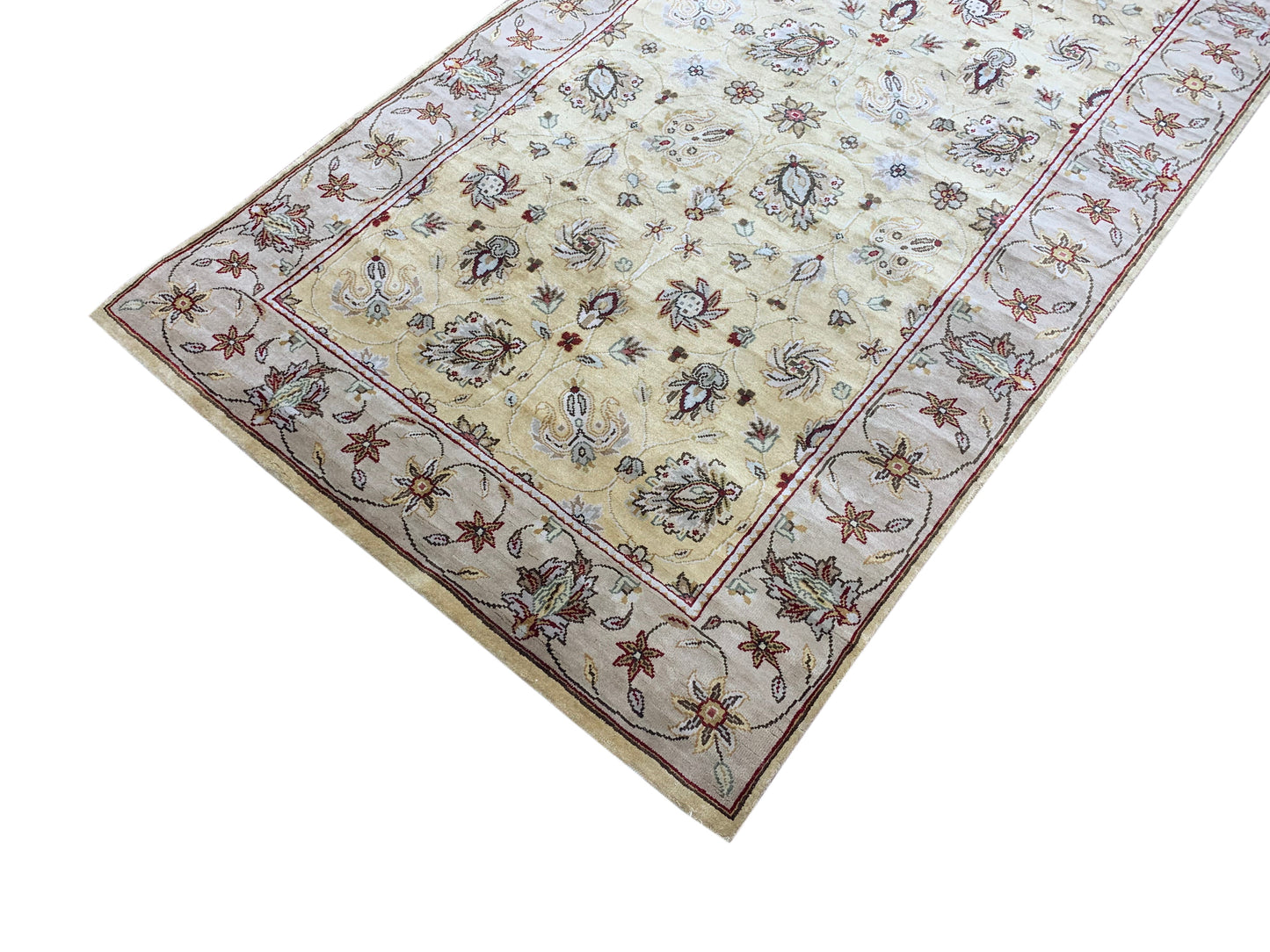 Get trendy with Yellow Ivory Pure Silk Traditional Luxurious Handknotted Area Rug 3.0x5.2ft 92x156Cms - Traditional Rugs available at Jaipur Oriental Rugs. Grab yours for $1255.00 today!