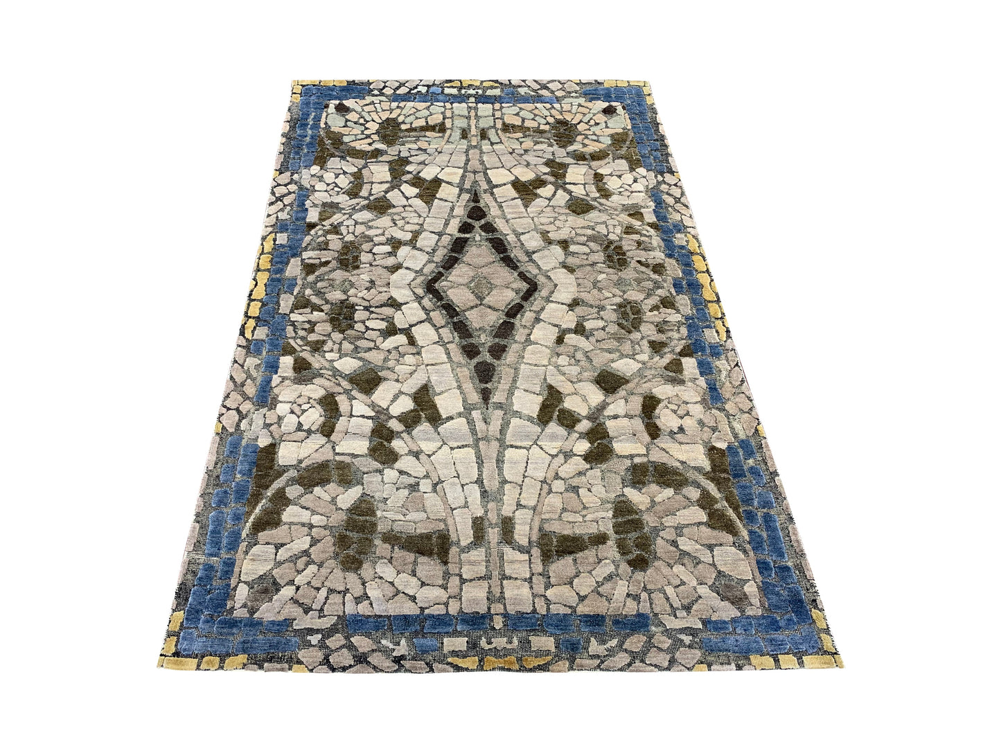 Get trendy with Grey Multi Silk Wool Modern Handknotted Area Rug 3.11x6.4Ft 120x193Cms - Modern Rugs available at Jaipur Oriental Rugs. Grab yours for $1340.00 today!