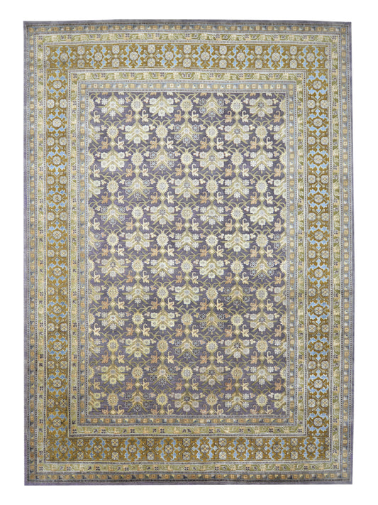 Get trendy with Lavender, Gold Viscose Wool Oxidized Transitional Area Rug 10.0x14.1ft 305x429Cms - Contemporary Rugs available at Jaipur Oriental Rugs. Grab yours for $5915.00 today!