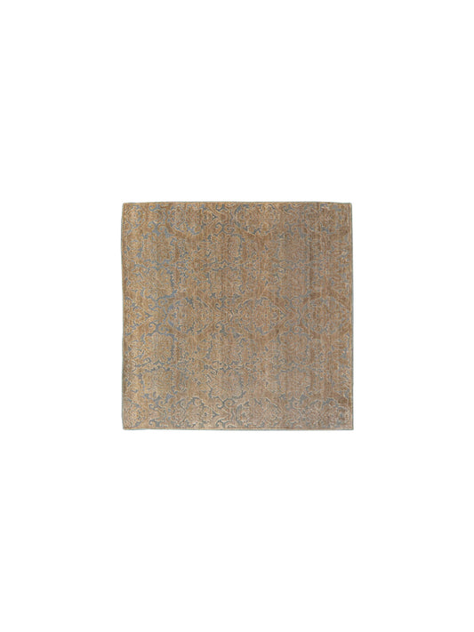 Get trendy with Camel Brown Silk and Wool Distressed Contemporary Area Rug 4.11x4.11ft 151x150Cms - Contemporary Rugs available at Jaipur Oriental Rugs. Grab yours for $1310.00 today!