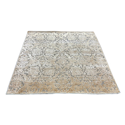 Get trendy with Camel Brown Silk and Wool Distressed Contemporary Area Rug 4.11x4.11ft 151x150Cms - Contemporary Rugs available at Jaipur Oriental Rugs. Grab yours for $1310.00 today!