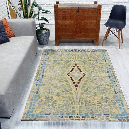 Get trendy with Grey Multi Silk Wool Modern Handknotted Area Rug 3.11x6.3ft 119x190Cms - Modern Rugs available at Jaipur Oriental Rugs. Grab yours for $1320.00 today!