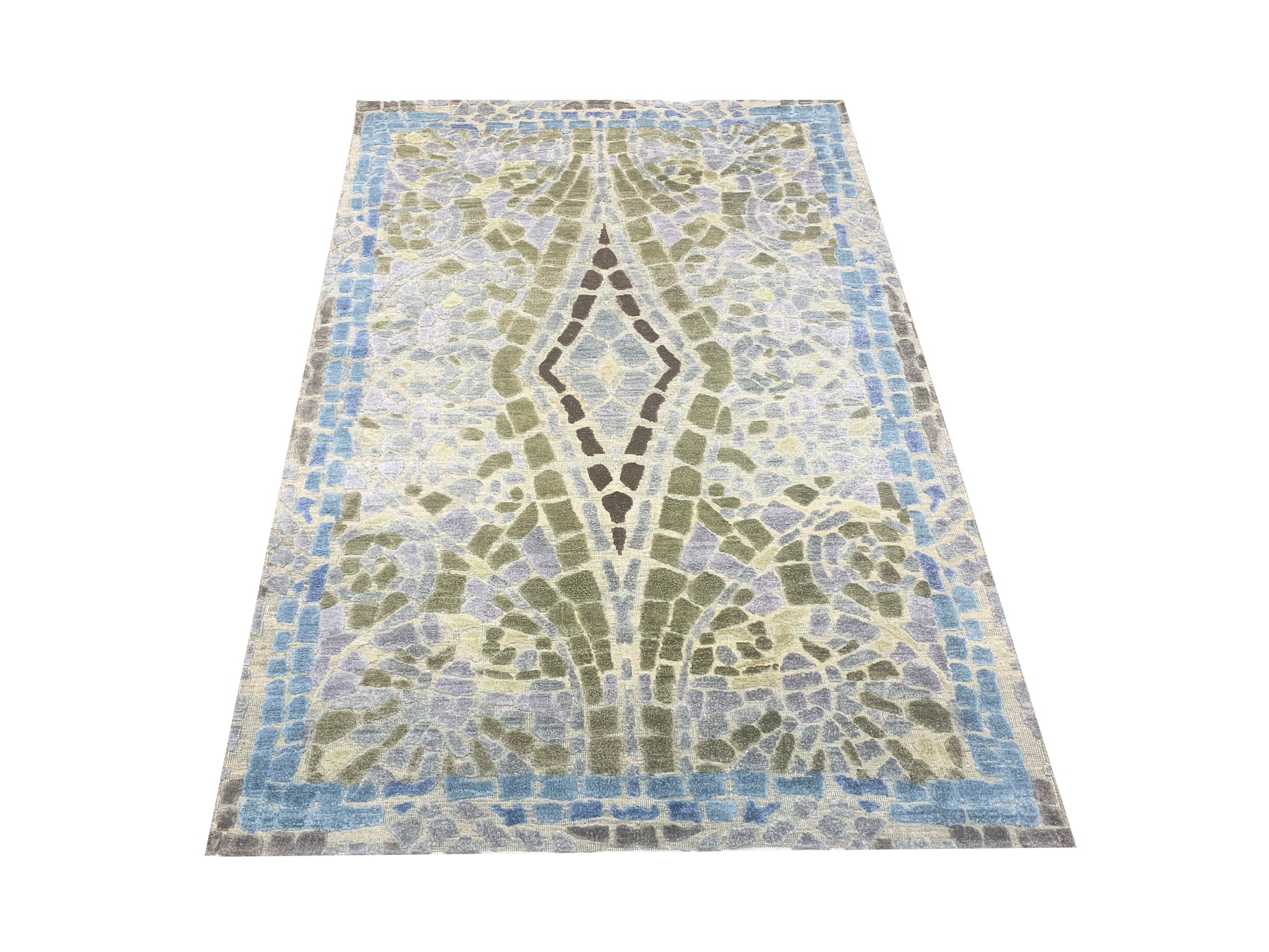 Get trendy with Grey Multi Silk Wool Modern Handknotted Area Rug 4.0x6.1ft 122x185Cms - Modern Rugs available at Jaipur Oriental Rugs. Grab yours for $1315.00 today!