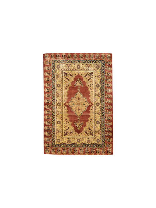 Get trendy with Rust Multi Pure Silk Contemporary Luxury Handknotted Area Rug 4.1x5.11ft 124x181Cms - Contemporary Rugs available at Jaipur Oriental Rugs. Grab yours for $1956.00 today!