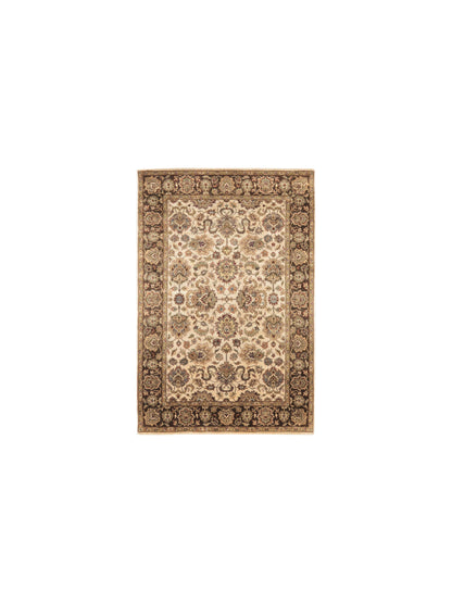 Get trendy with Ivory Brown Pure Silk Contemporary Luxurious Handknotted Area Rug 4.0x6.1ft 122x185Cms - Contemporary Rugs available at Jaipur Oriental Rugs. Grab yours for $1970.00 today!