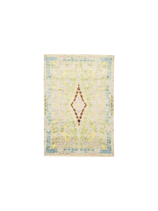 Get trendy with Grey Multi Silk Wool Modern Handknotted Area Rug 3.11x6.3ft 121x189Cms - Modern Rugs available at Jaipur Oriental Rugs. Grab yours for $1320.00 today!