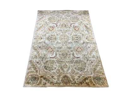 Get trendy with Ivory Multi Pure Silk Contemporary Luxurious Handknotted Area Rug 3.11x6.0ft 120x182Cms - Contemporary Rugs available at Jaipur Oriental Rugs. Grab yours for $1899.00 today!