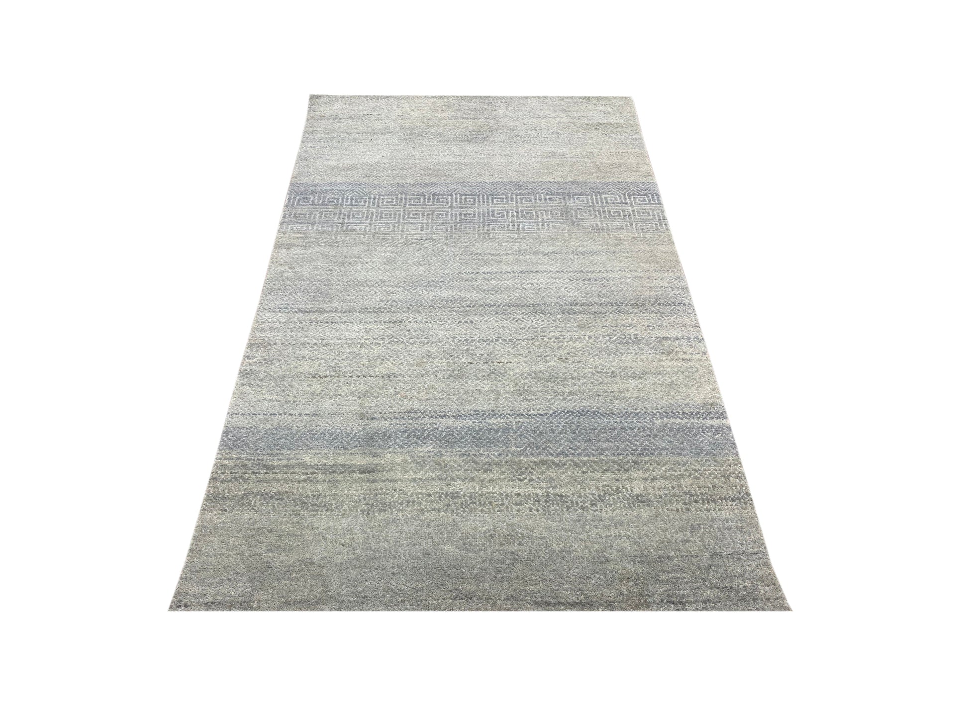 Get trendy with Grey Silk & Wool Oxidised Modern Handknotted Area Rug 2.11x5.3ft 88x160Cms - Modern Rugs available at Jaipur Oriental Rugs. Grab yours for $1380.00 today!