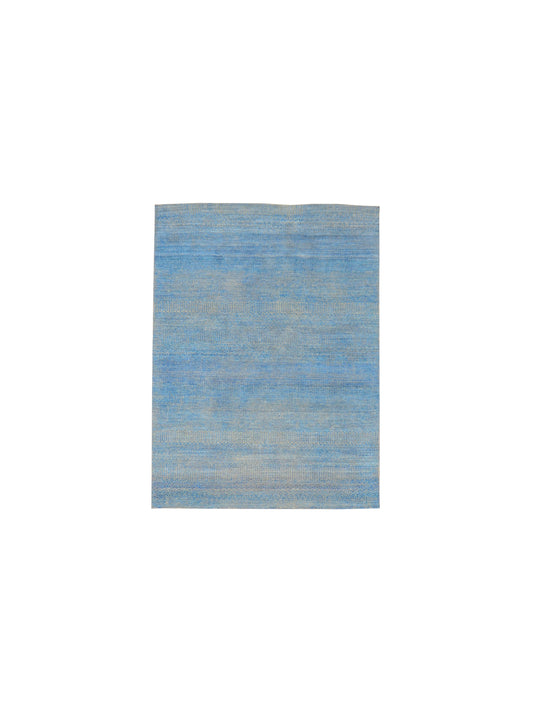 Get trendy with Silver Blue Silk Wool Modern Handknotted Area Rug 4.5x5.11Ft 134x180Cms - Modern Rugs available at Jaipur Oriental Rugs. Grab yours for $1410.00 today!