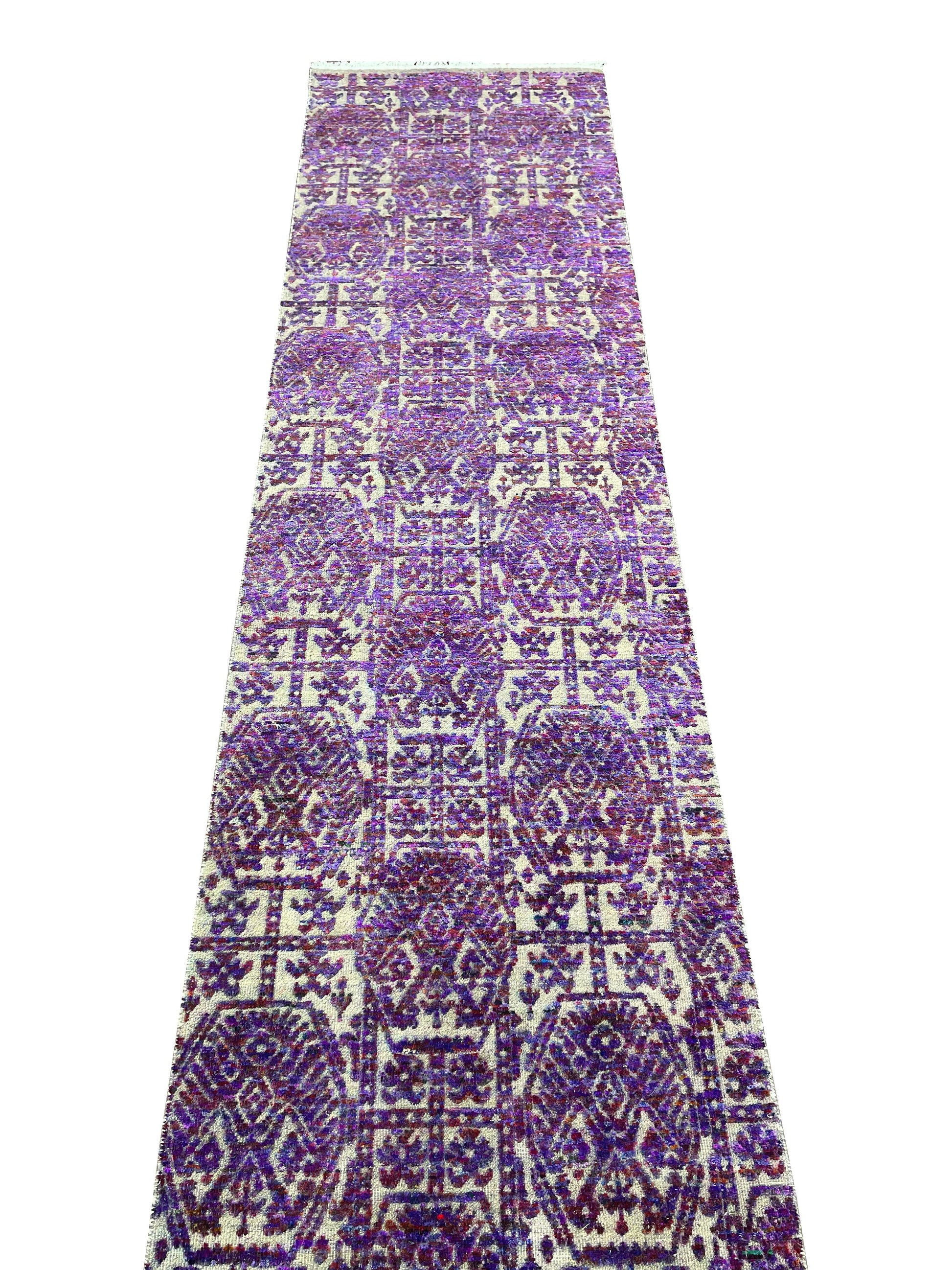 Get trendy with Contemporary Handknotted Runner Rug Purple 2.8X9.11ft 81x302cms - Runner Rugs available at Jaipur Oriental Rugs. Grab yours for $1585.00 today!