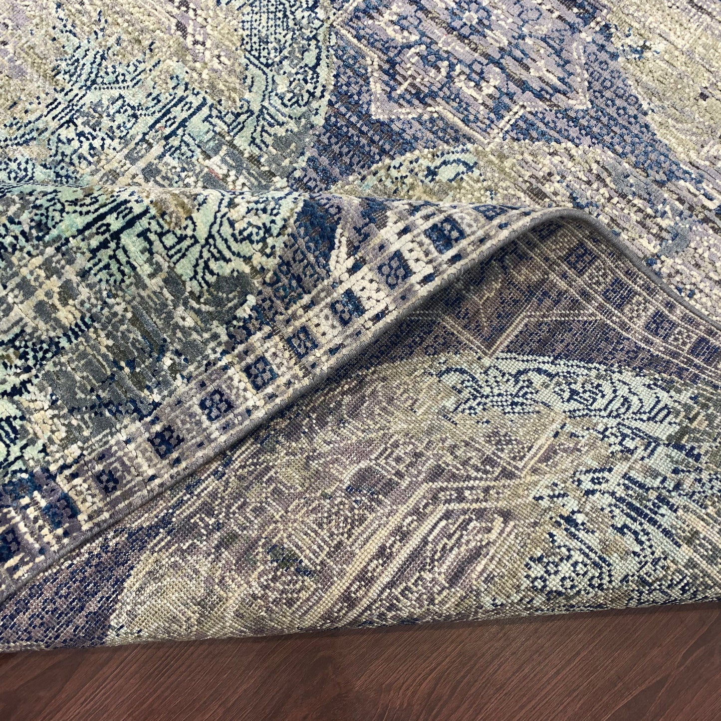 Get trendy with Blue Multi Silk, Wool Modern Area Rug 4.10x7.4ft 147x222Cms - Modern Rugs available at Jaipur Oriental Rugs. Grab yours for $1825.00 today!