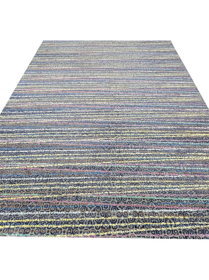 Get trendy with Grey, Blue Viscose & Wool Modern Handknotted Area Rug 8.10x11.9ft 269x357Cms - Modern Rugs available at Jaipur Oriental Rugs. Grab yours for $4360.00 today!