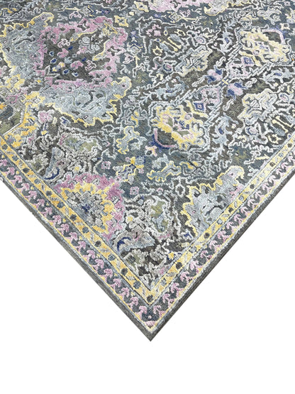 Get trendy with Grey & Pink Viscose & Wool Contemporary Handknotted Area Rug 8.8x11.11ft 263x363Cms - Contemporary Rugs available at Jaipur Oriental Rugs. Grab yours for $4340.00 today!
