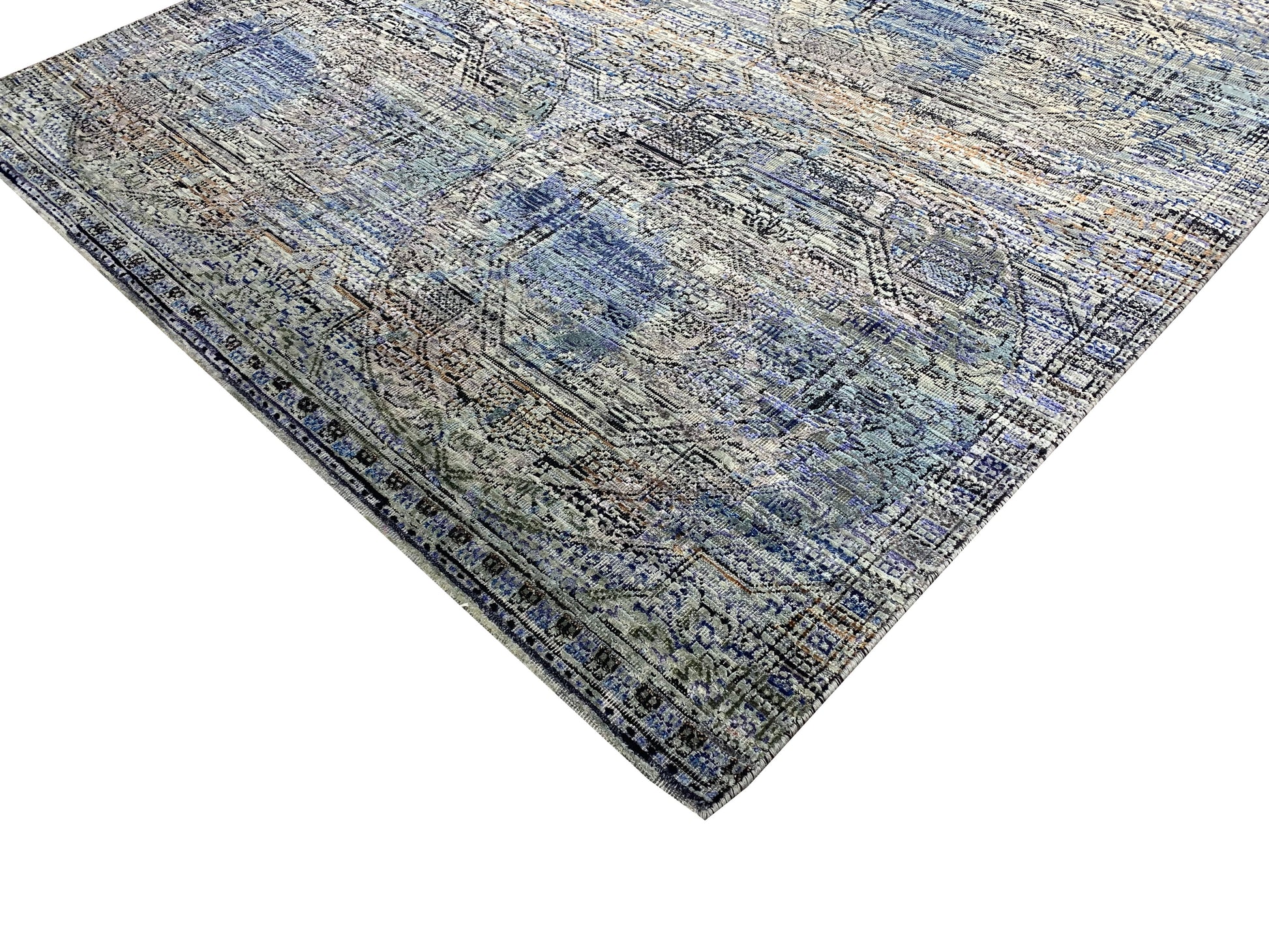 Get trendy with Blue Multi Silk, Wool Modern Area Rug 4.10x7.0ft 148x214Cms - Modern Rugs available at Jaipur Oriental Rugs. Grab yours for $3045.00 today!