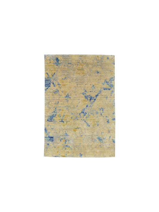 Get trendy with Came, Ivory and Blue Silk and Wool Modern Handknotted Area Rug - Modern Rugs available at Jaipur Oriental Rugs. Grab yours for $1340.00 today!
