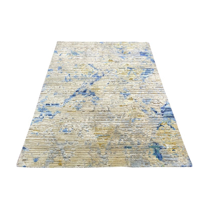 Get trendy with Came, Ivory and Blue Silk and Wool Modern Handknotted Area Rug - Modern Rugs available at Jaipur Oriental Rugs. Grab yours for $1340.00 today!