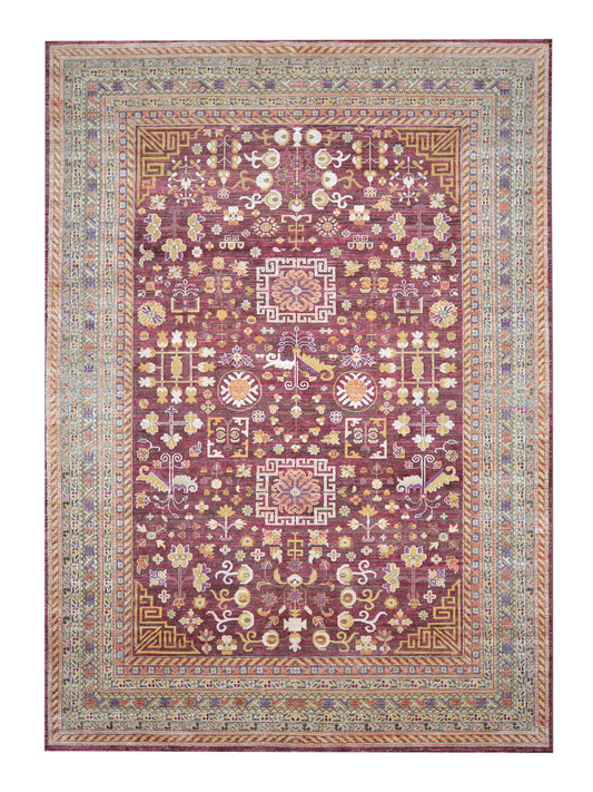 Get trendy with Red, Camel Silk Wool Transitional Samark Area Rug 9.9x13.10ft 296x421Cms - Contemporary Rugs available at Jaipur Oriental Rugs. Grab yours for $7285.00 today!