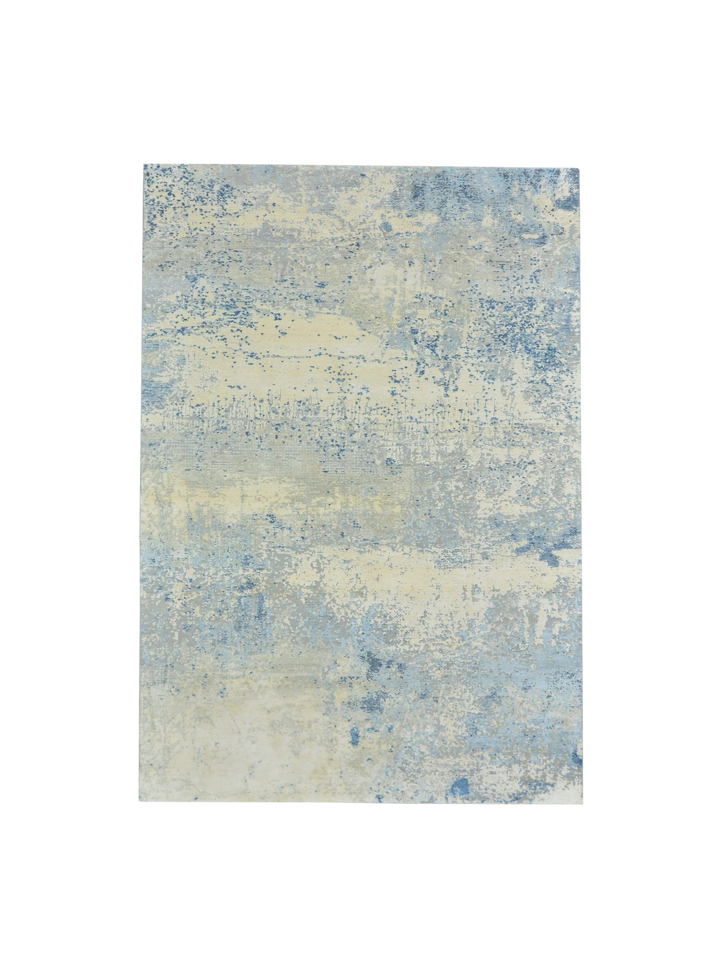 Get trendy with Ivory Blue and Ivory Silk and Wool Modern Textured Handknotted Area Rug - Modern Rugs available at Jaipur Oriental Rugs. Grab yours for $360.00 today!