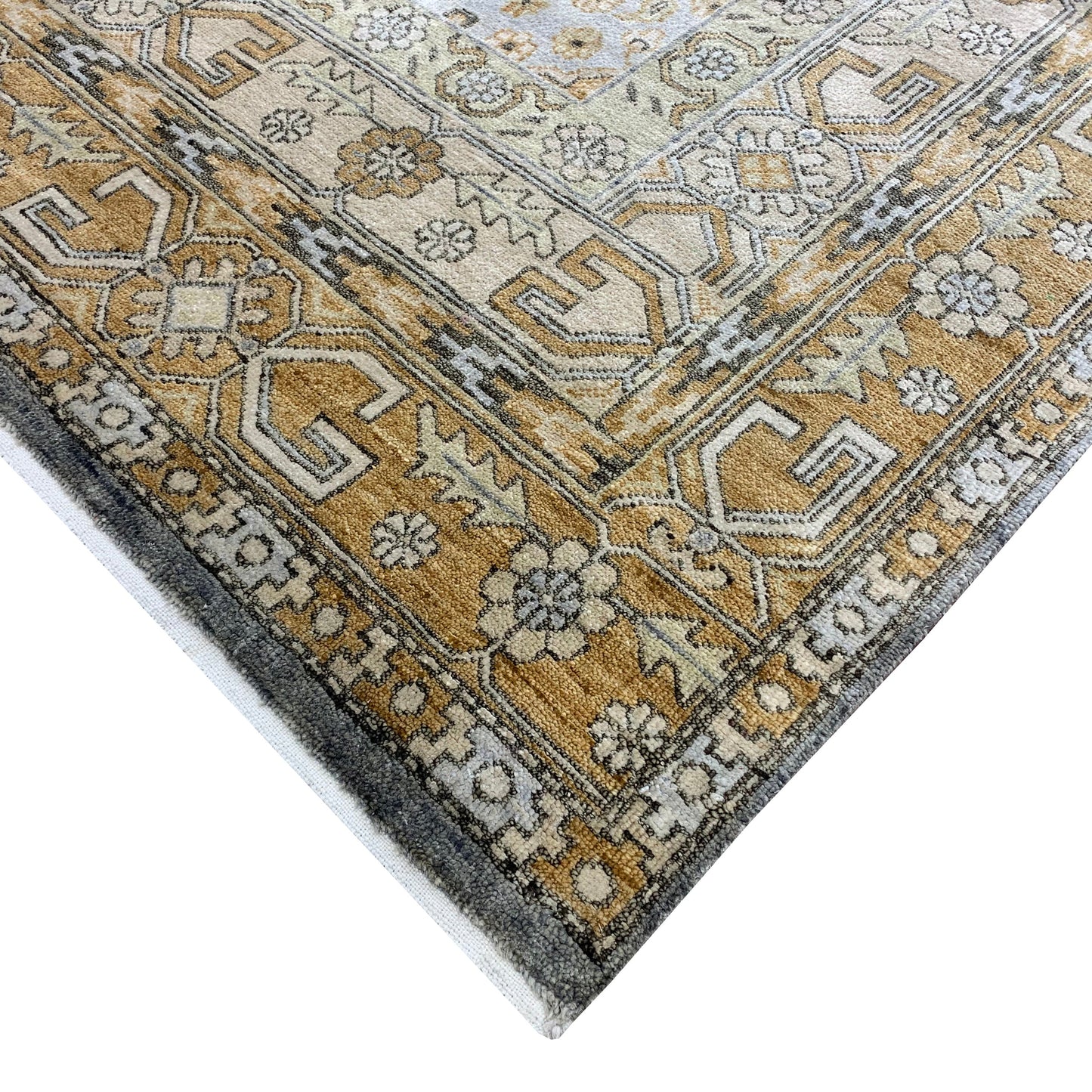 Get trendy with Gold and Grey Pure Silk Traditional Handknotted Area Rug 9.0x12.3ft 274x373Cms - Traditional Rugs available at Jaipur Oriental Rugs. Grab yours for $7940.00 today!