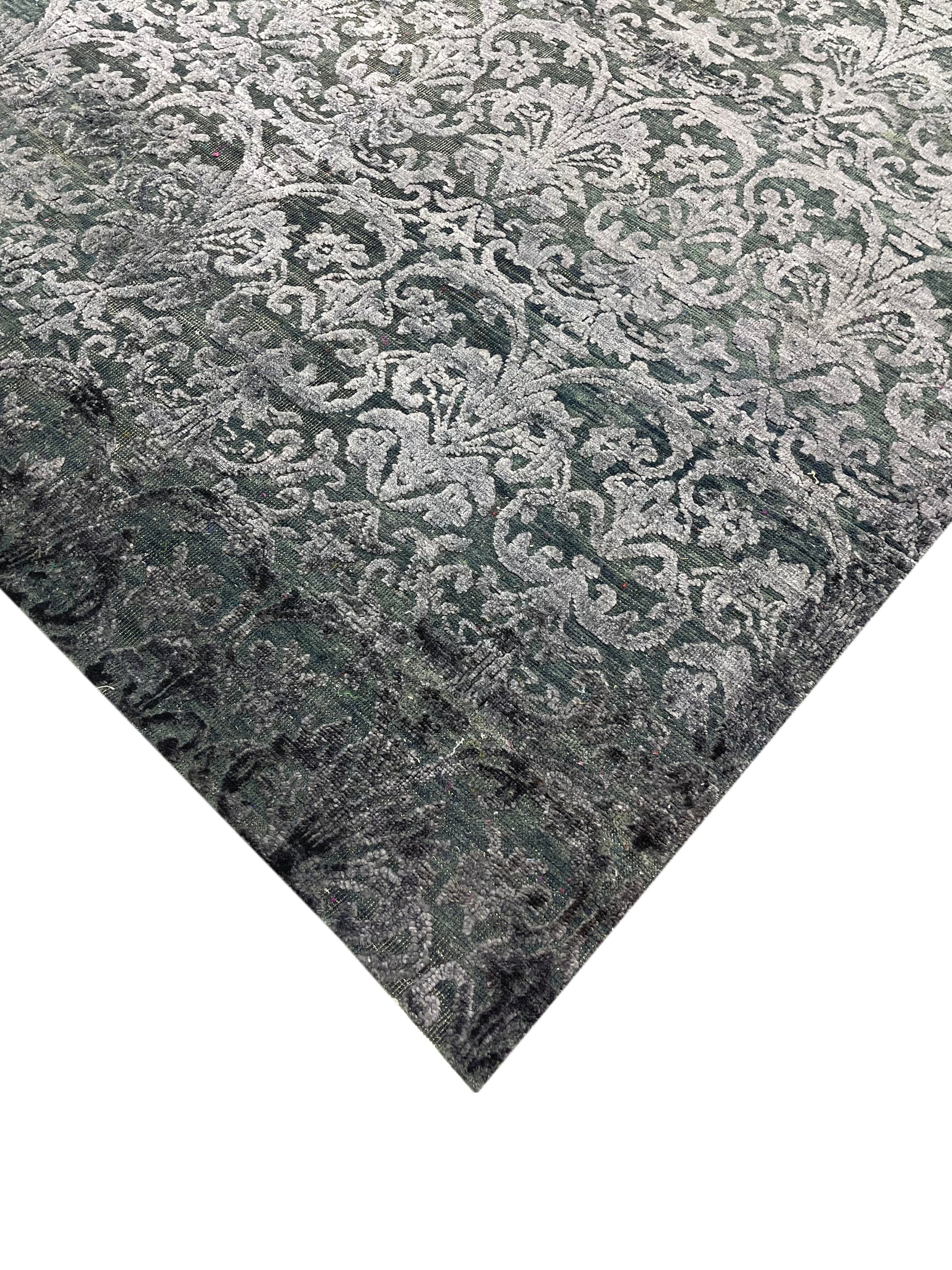 Get trendy with Charcoal, Black and Grey Wool Viscose Contemporary Handknotted Area Rug - Contemporary Rugs available at Jaipur Oriental Rugs. Grab yours for $4860.00 today!