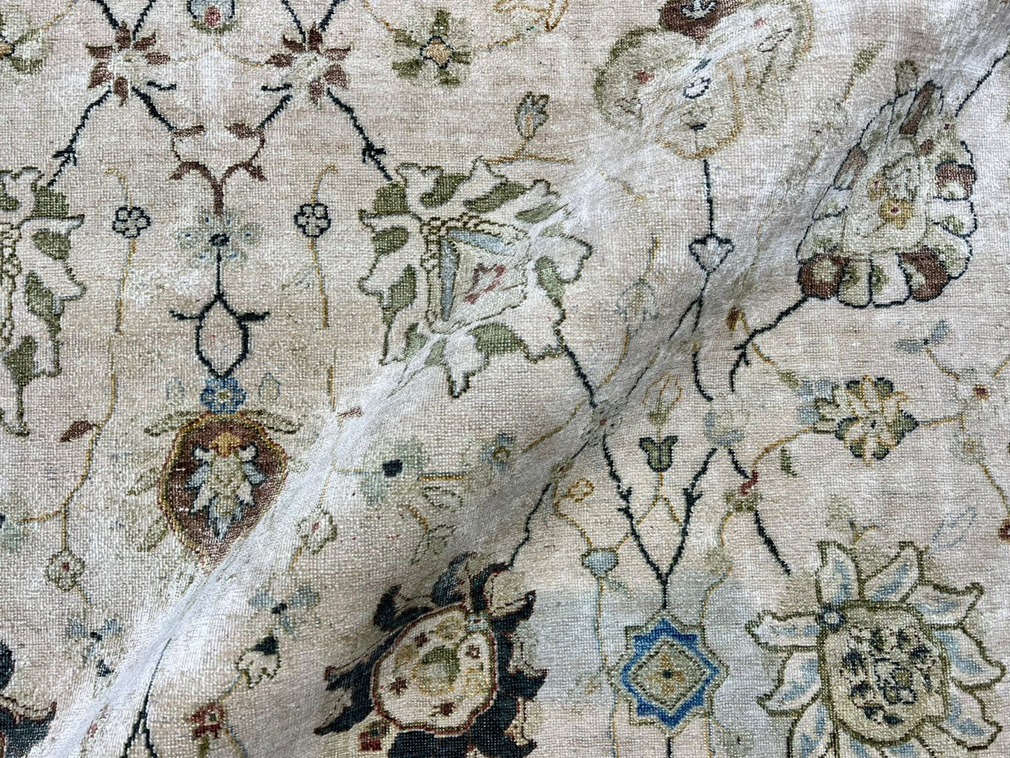 Get trendy with Ivory Multi Pure silk Transitional Handknotted Area Rug 7.9x10ft 236x305Cms - Contemporary Rugs available at Jaipur Oriental Rugs. Grab yours for $9300.00 today!