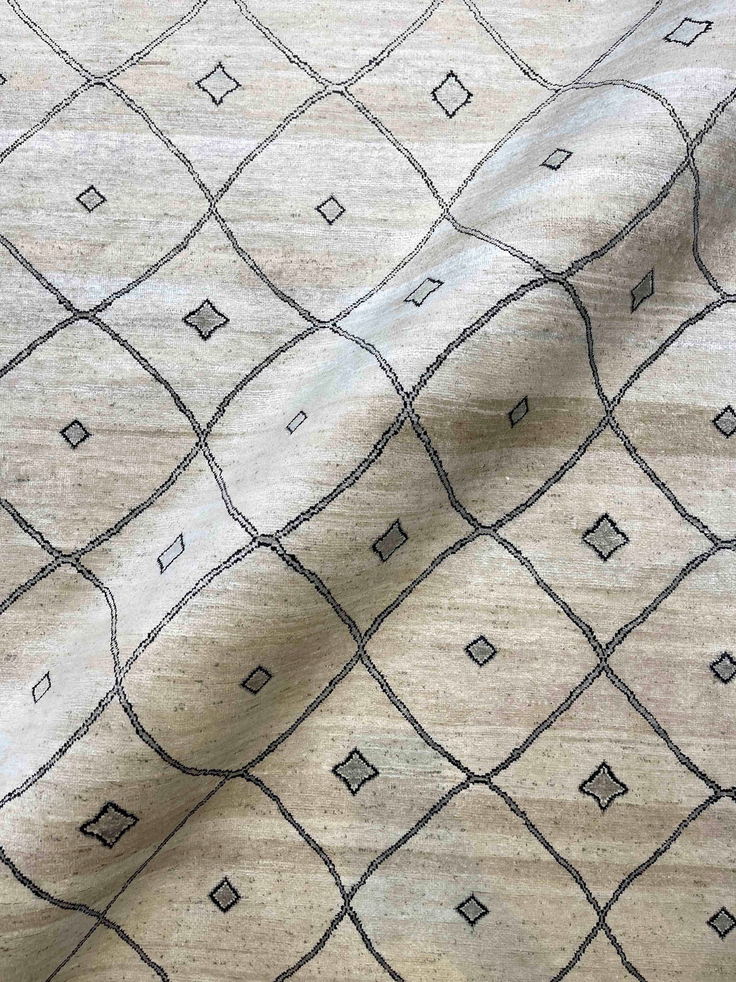 Get trendy with Ivory Pure Silk Modern Handknotted Area Rug 7.11x10.4ft 241x314Cms - Traditional Rugs available at Jaipur Oriental Rugs. Grab yours for $5890.00 today!